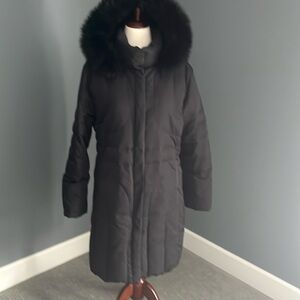 Dana Buchman Black Puffer Coat with Faux Fur Hood